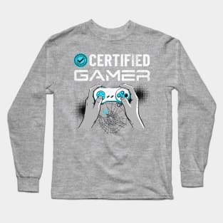 Certified Gamer with Spider Web Long Sleeve T-Shirt